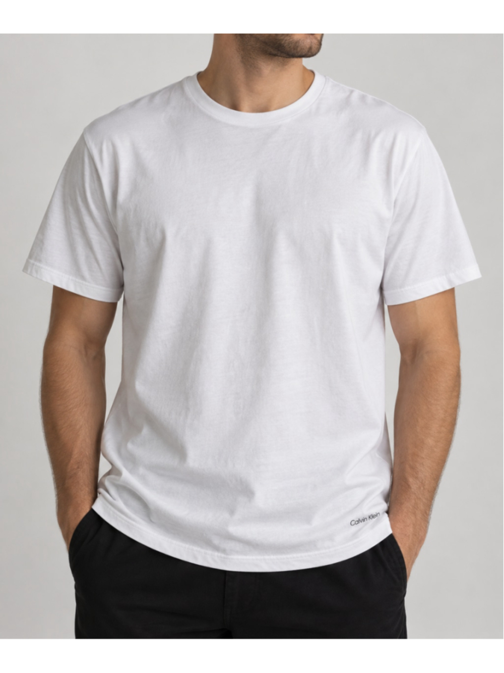 Calvin Klein Men’s White Crew Neck T-Shirt 100% Cotton Size Large